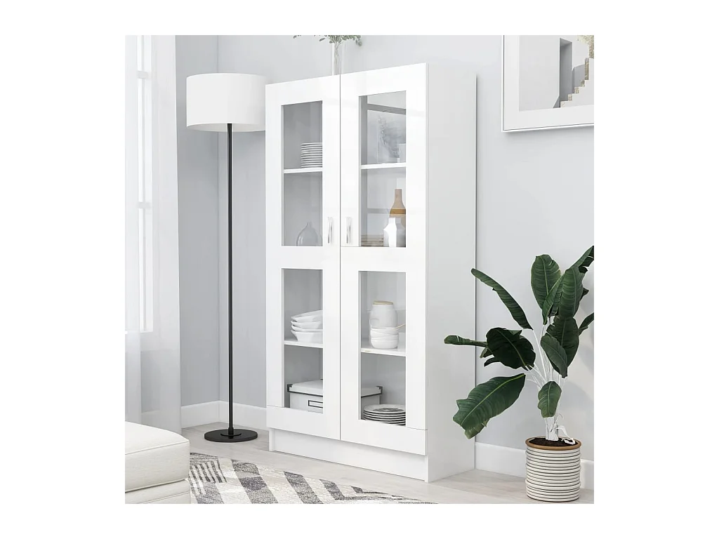 Armoire à vitrine Blanc 82,5x30,5x150 cm Bois d'ingénierie
