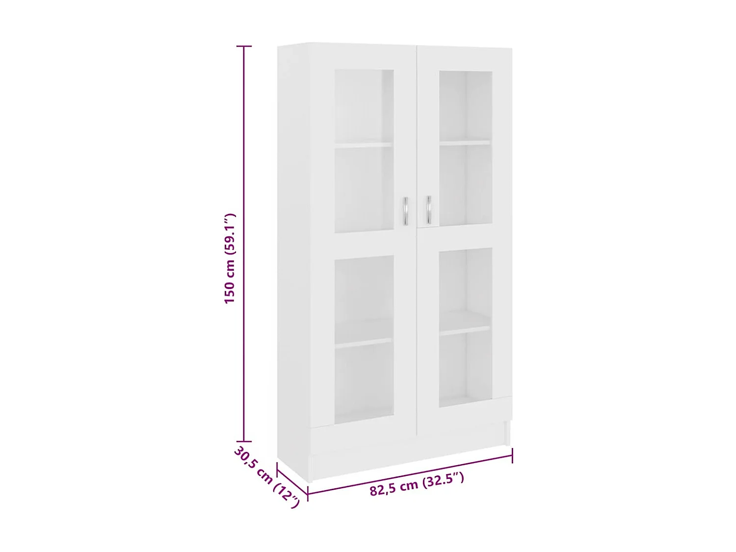 Vitrinenschrank Weiß 82,5x30,5x150 cm Holzwerkstoff
