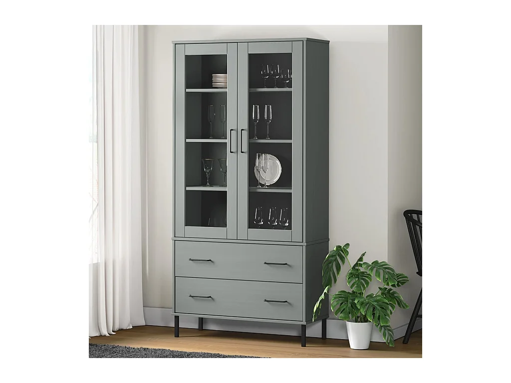 Bibliothèque avec pieds en métal Gris 85x35x172,5 cm Bois OSLO