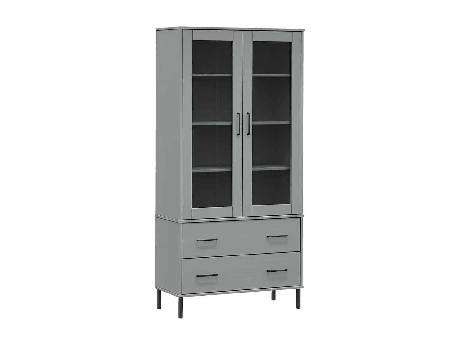 Libreria Gambe Metallo Grigio 85x35x172,5cm Legno Massello OSLO