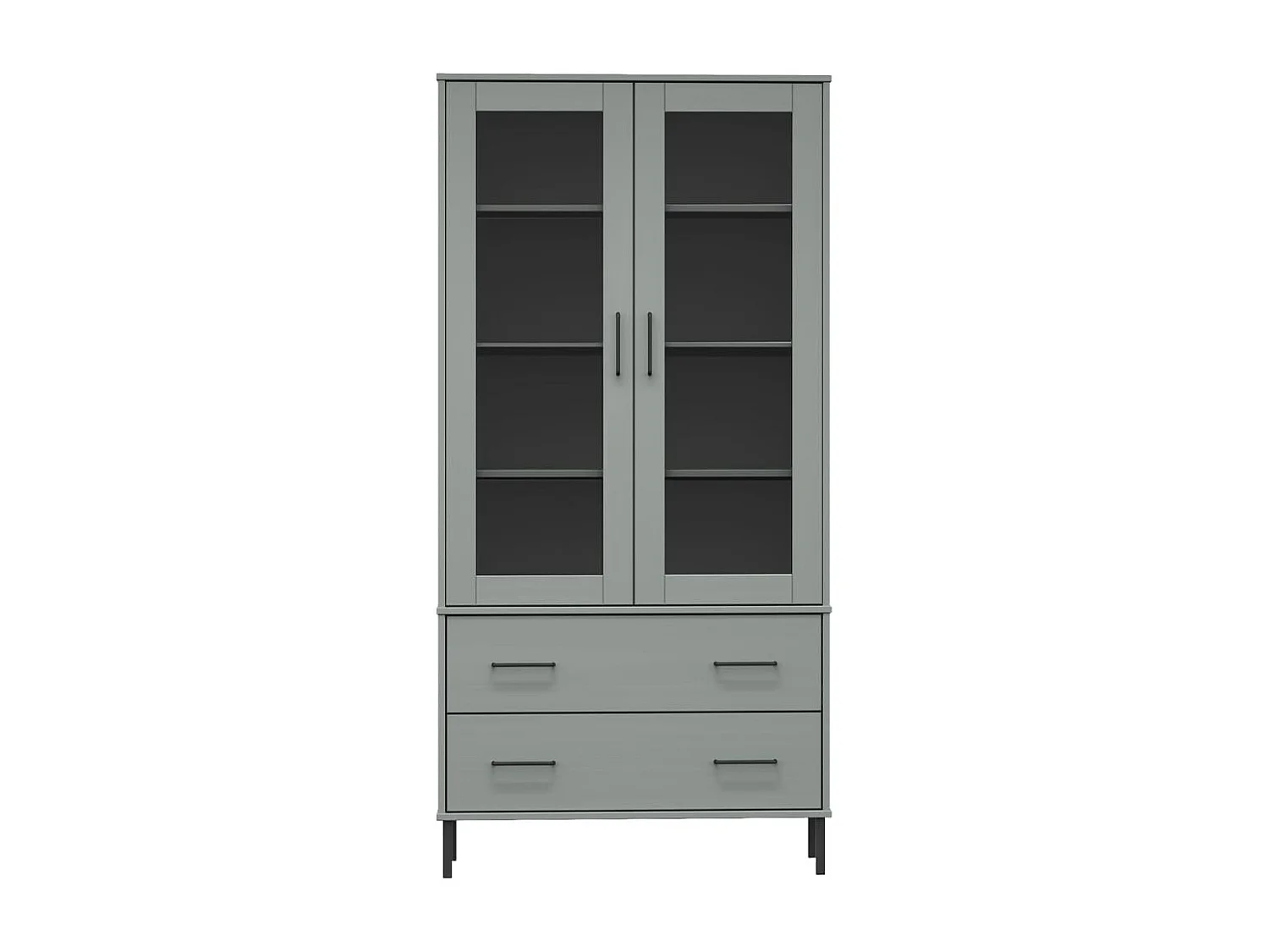 Libreria Gambe Metallo Grigio 85x35x172,5cm Legno Massello OSLO