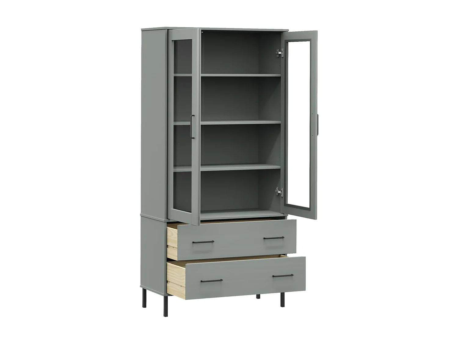 Libreria Gambe Metallo Grigio 85x35x172,5cm Legno Massello OSLO