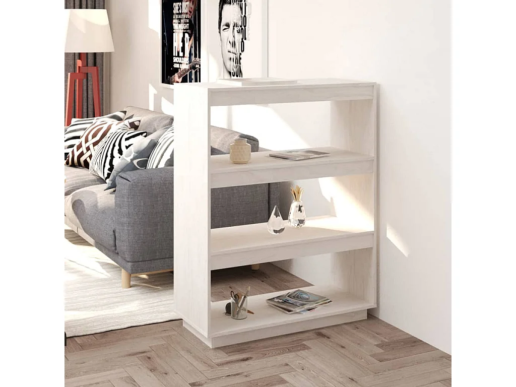 Estantería/divisor de espacios madera pino blanco 80x35x103 cm