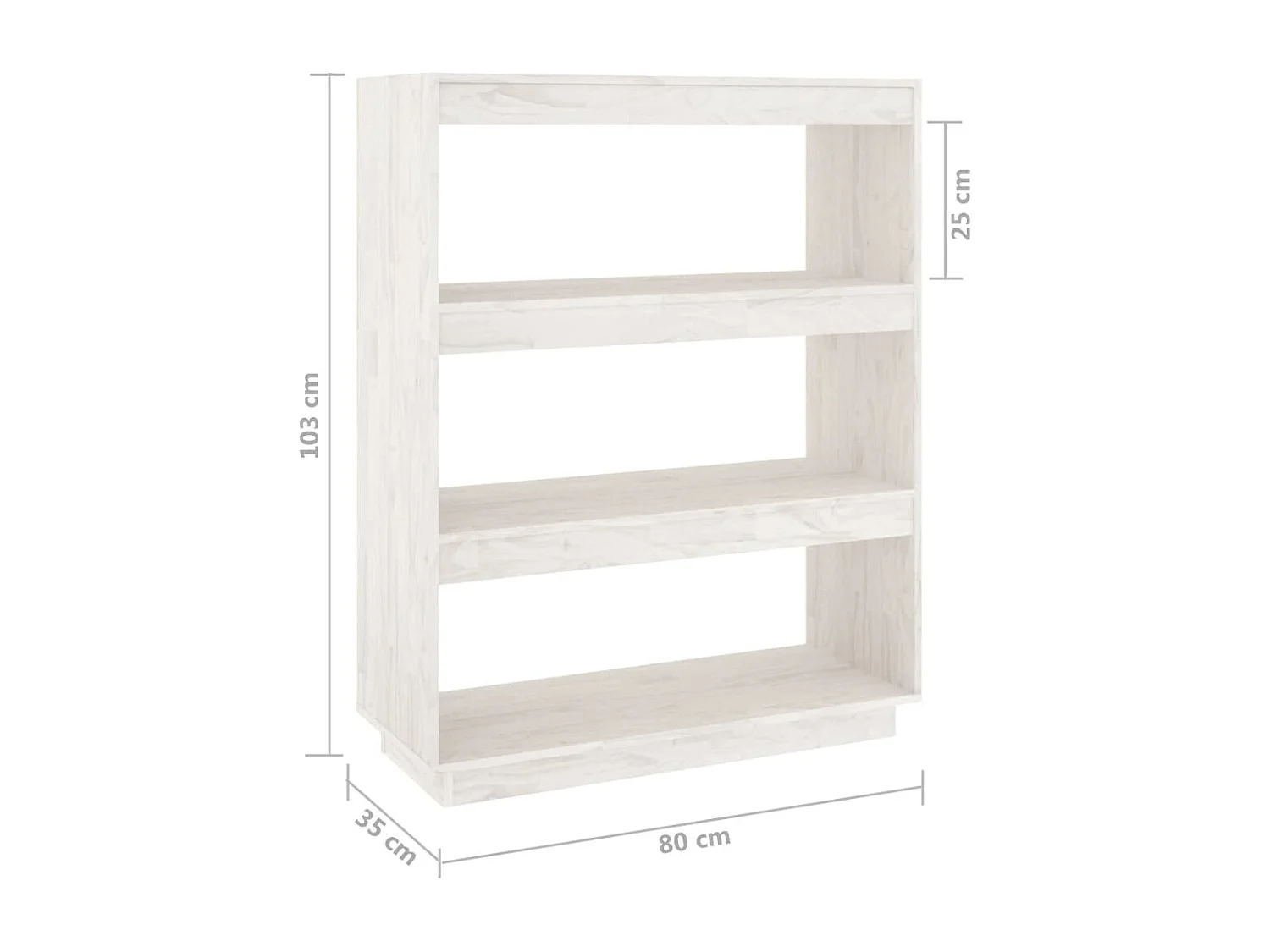 Estantería/divisor de espacios madera pino blanco 80x35x103 cm