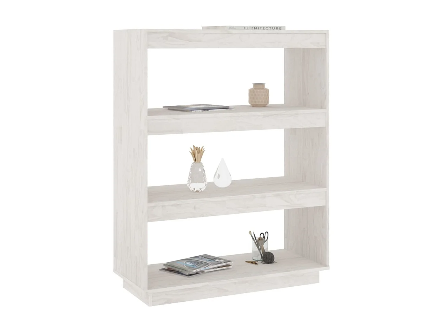 Estantería/divisor de espacios madera pino blanco 80x35x103 cm