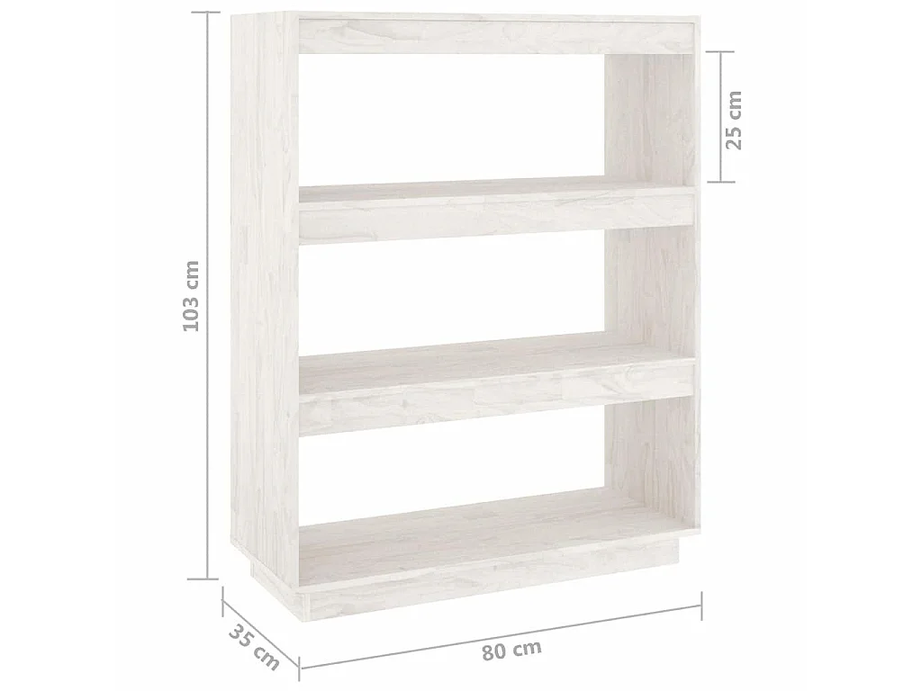 Estante/divisória 80x35x103 cm pinho maciço branco