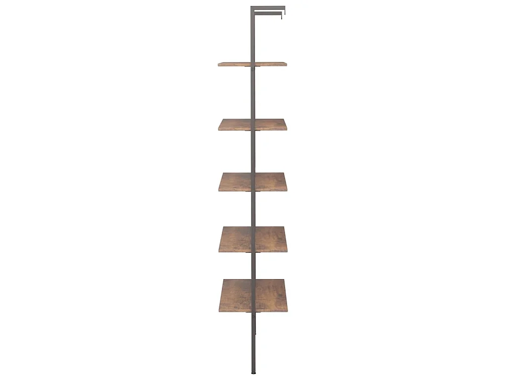 Étagère inclinée à 5 niveaux Marron foncé et noir 64x35x185 cm