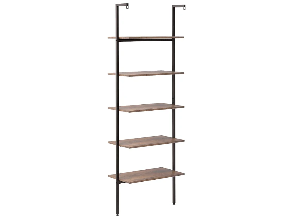 Étagère inclinée à 5 niveaux Marron foncé et noir 64x35x185 cm