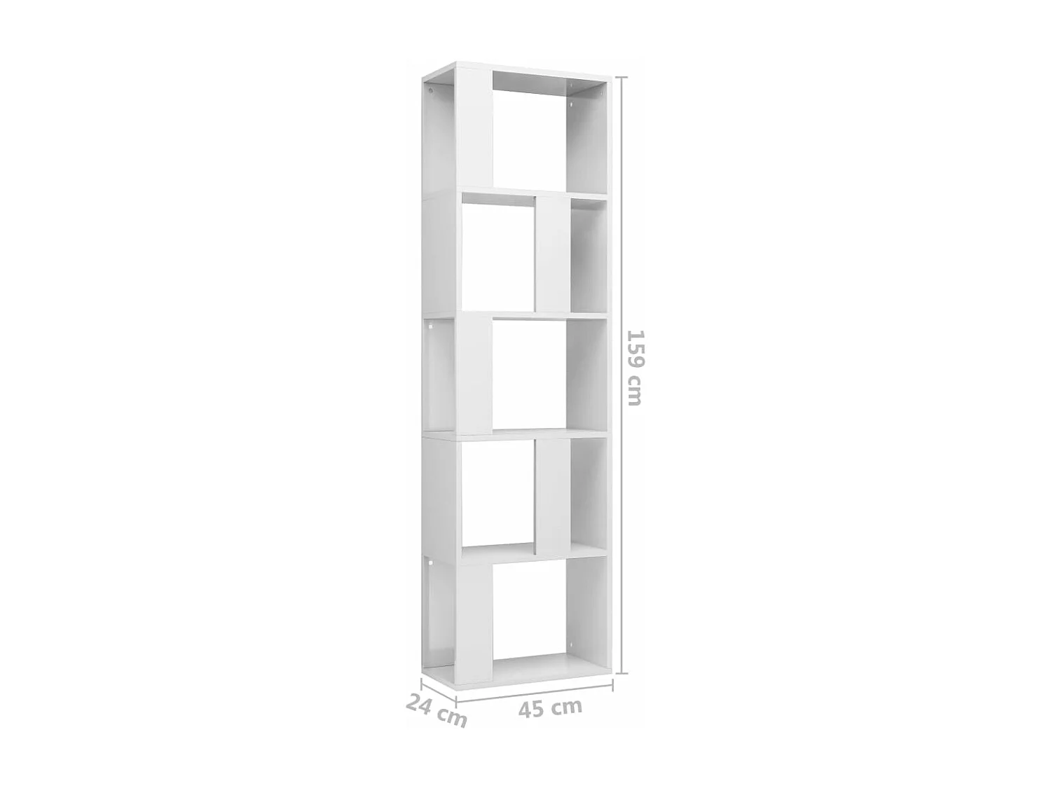 Boekenkast/kamerscherm 45x24x159 cm bewerkt hout hoogglans wit