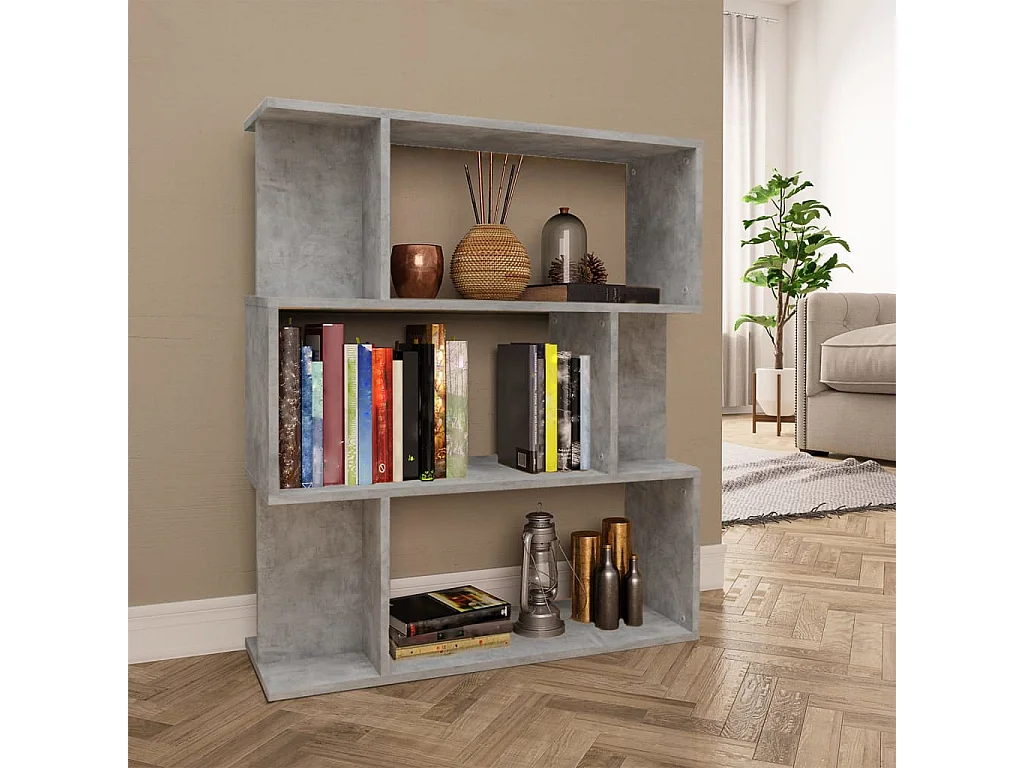 Bibliothèque/Séparateur de pièce Gris béton Bois d’ingénierie
