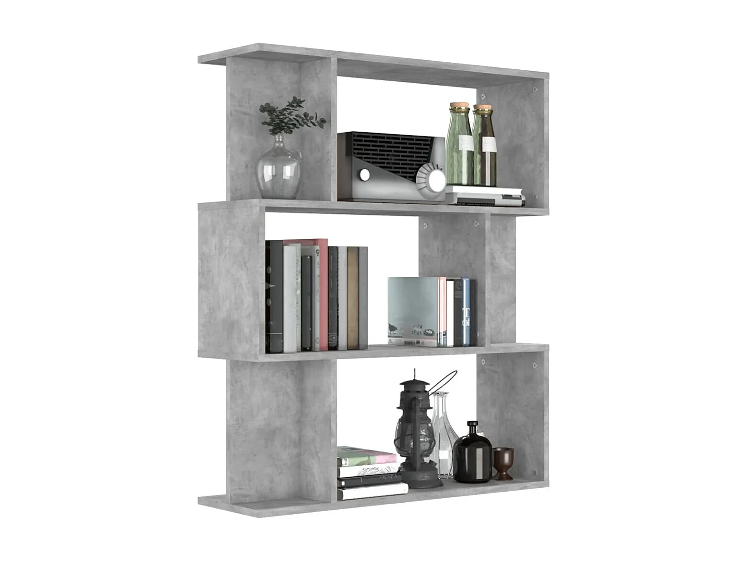 Bibliothèque/Séparateur de pièce Gris béton Bois d’ingénierie