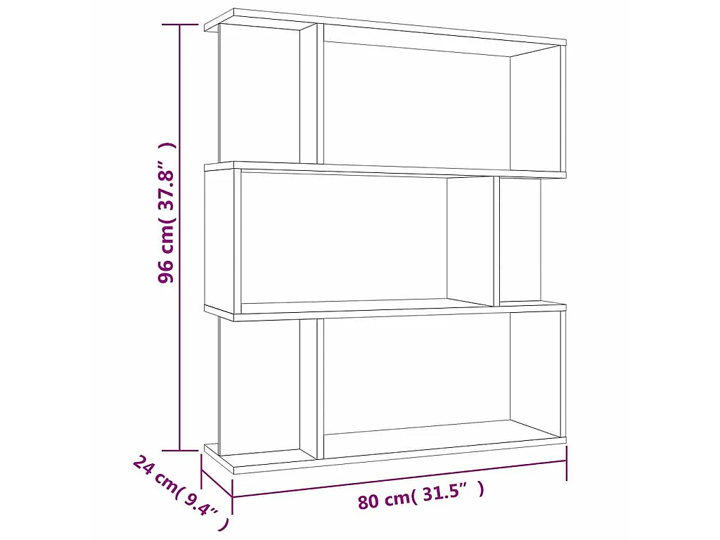 Bücherregal/Raumteiler Betongrau 80x24x96 cm Holzwerkstoff