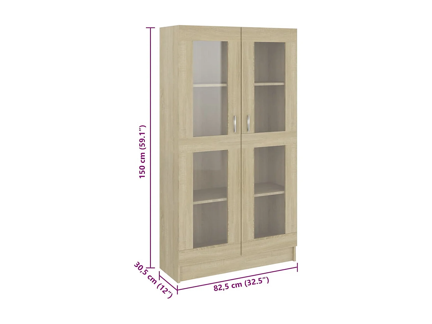 Armário vitrine derivados de madeira carvalho sonoma