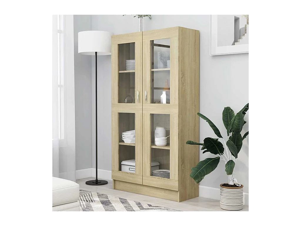 Armoire à vitrine Chêne sonoma 82,5x30,5x150 cm Bois ingénierie