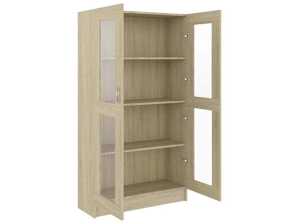 Vitrinekast 82,5x30,5x150 cm bewerkt hout sonoma eikenkleurig