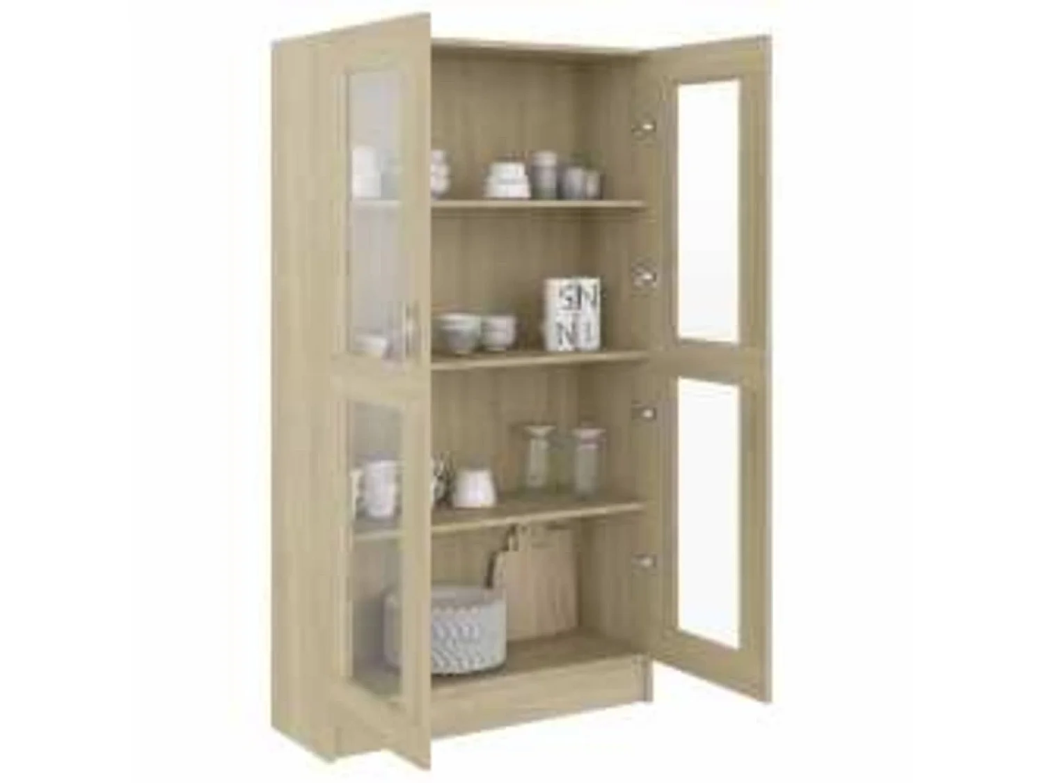 Vitrinekast 82,5x30,5x150 cm bewerkt hout sonoma eikenkleurig