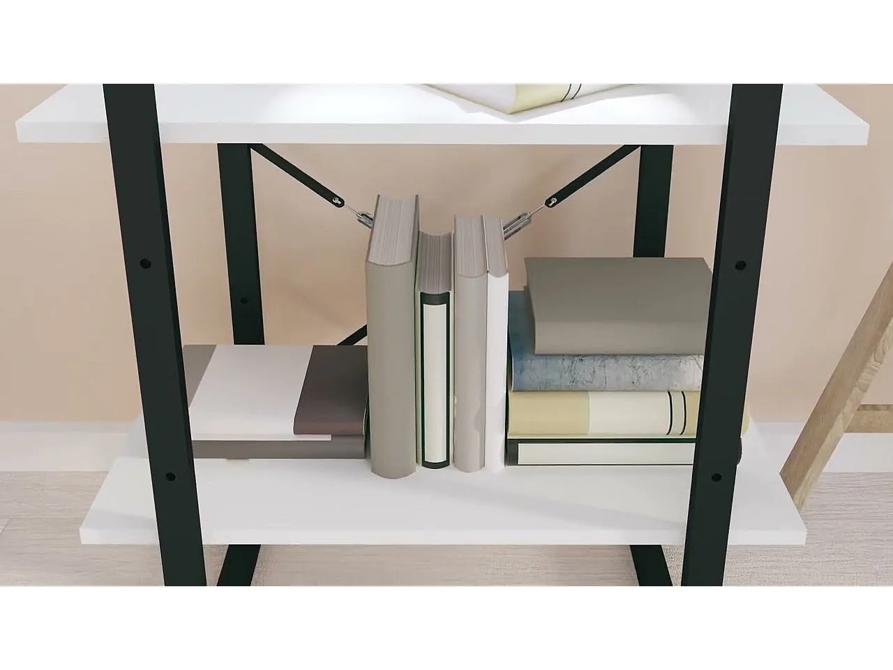 Bibliothèque à 2 niveaux Blanc 60x30x70 cm bois d'ingénierie