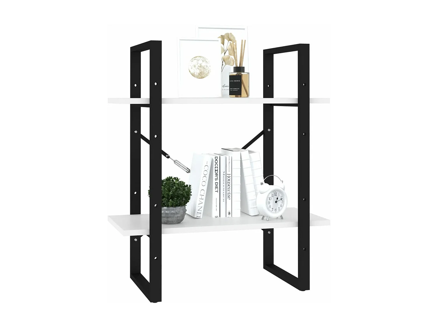 Boekenkast met 2 schappen 60x30x70 cm bewerkt hout wit