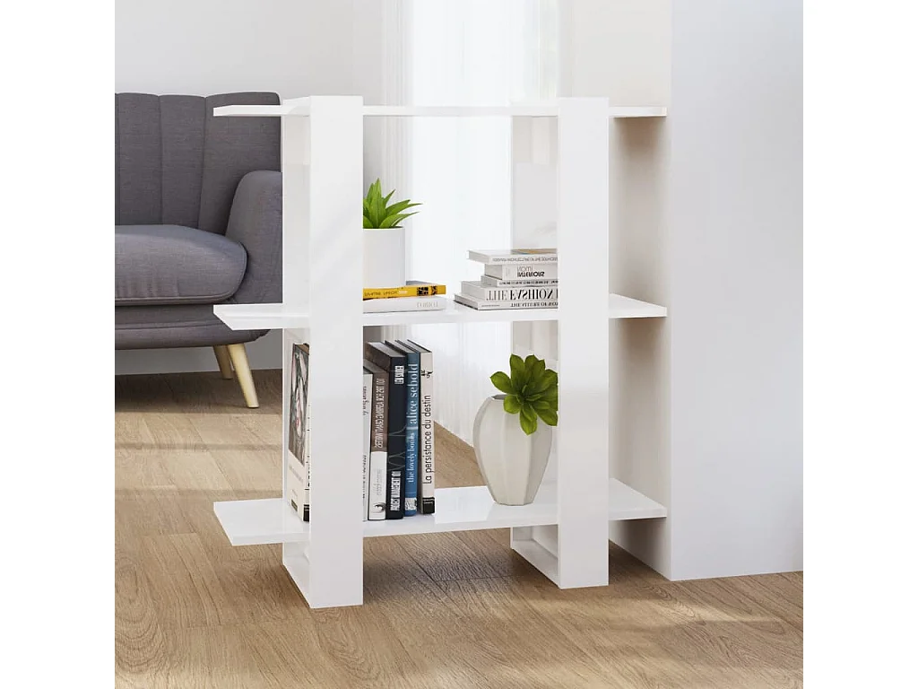 Bücherregal/Raumteiler Hochglanz-Weiß 80x30x87 cm