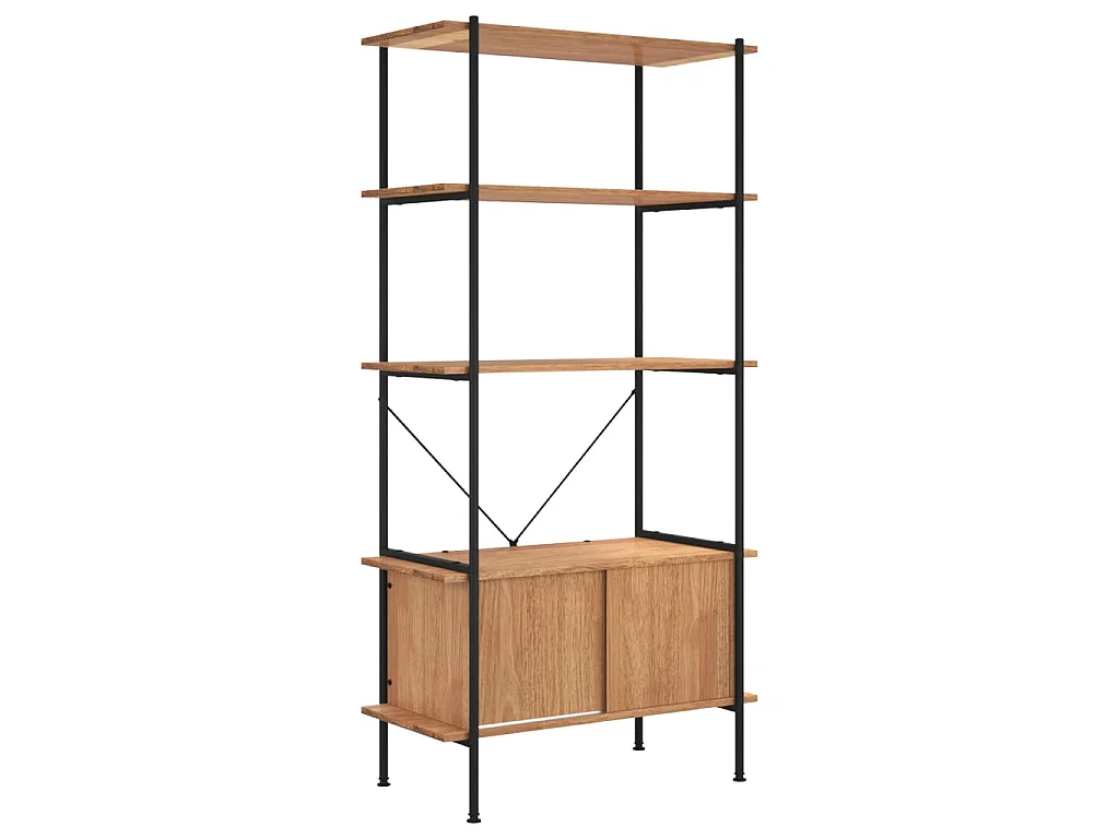 Opbergrek 5-laags met kast 80x40x163 cm staal en bewerkt hout