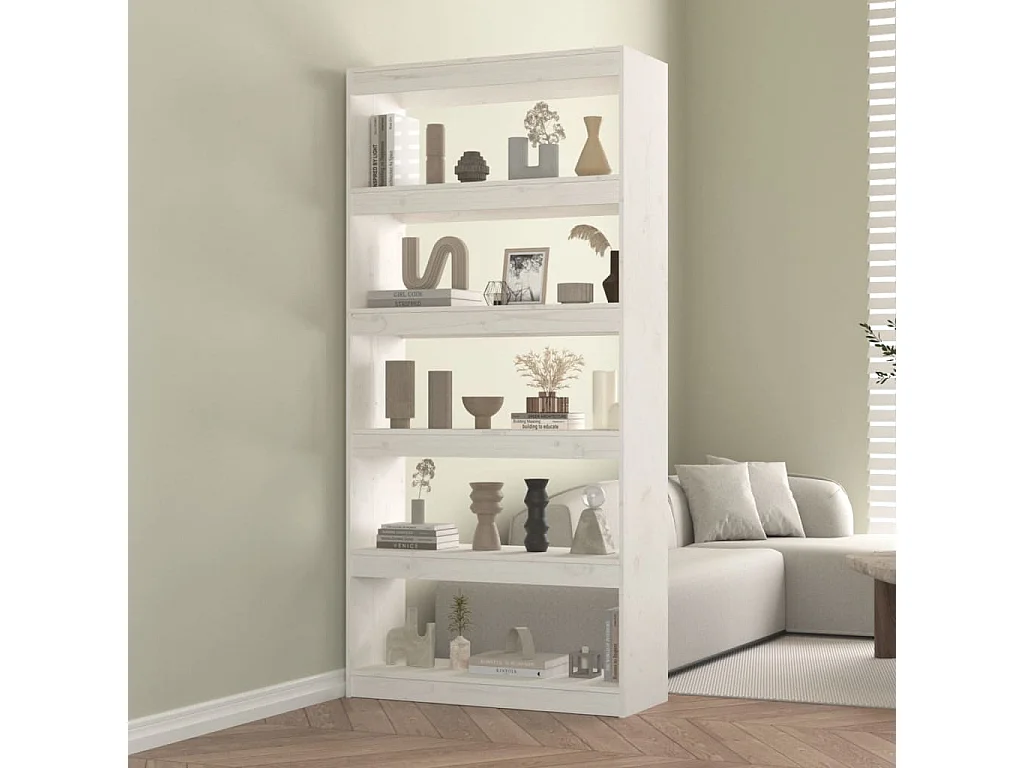 Bücherregal/Raumteiler Weiß 80x30x167,4 cm Massivholz Kiefer