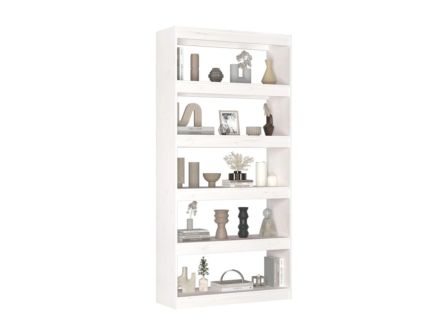 Bücherregal/Raumteiler Weiß 80x30x167,4 cm Massivholz Kiefer