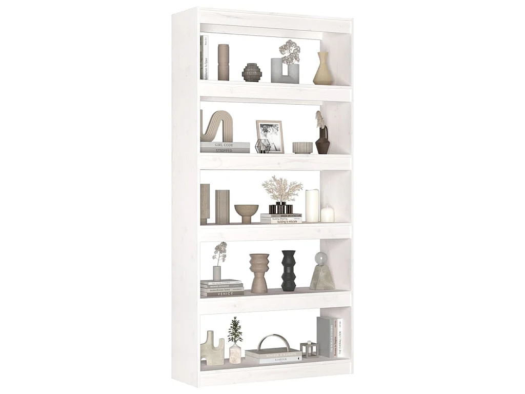Bücherregal/Raumteiler Weiß 80x30x167,4 cm Massivholz Kiefer