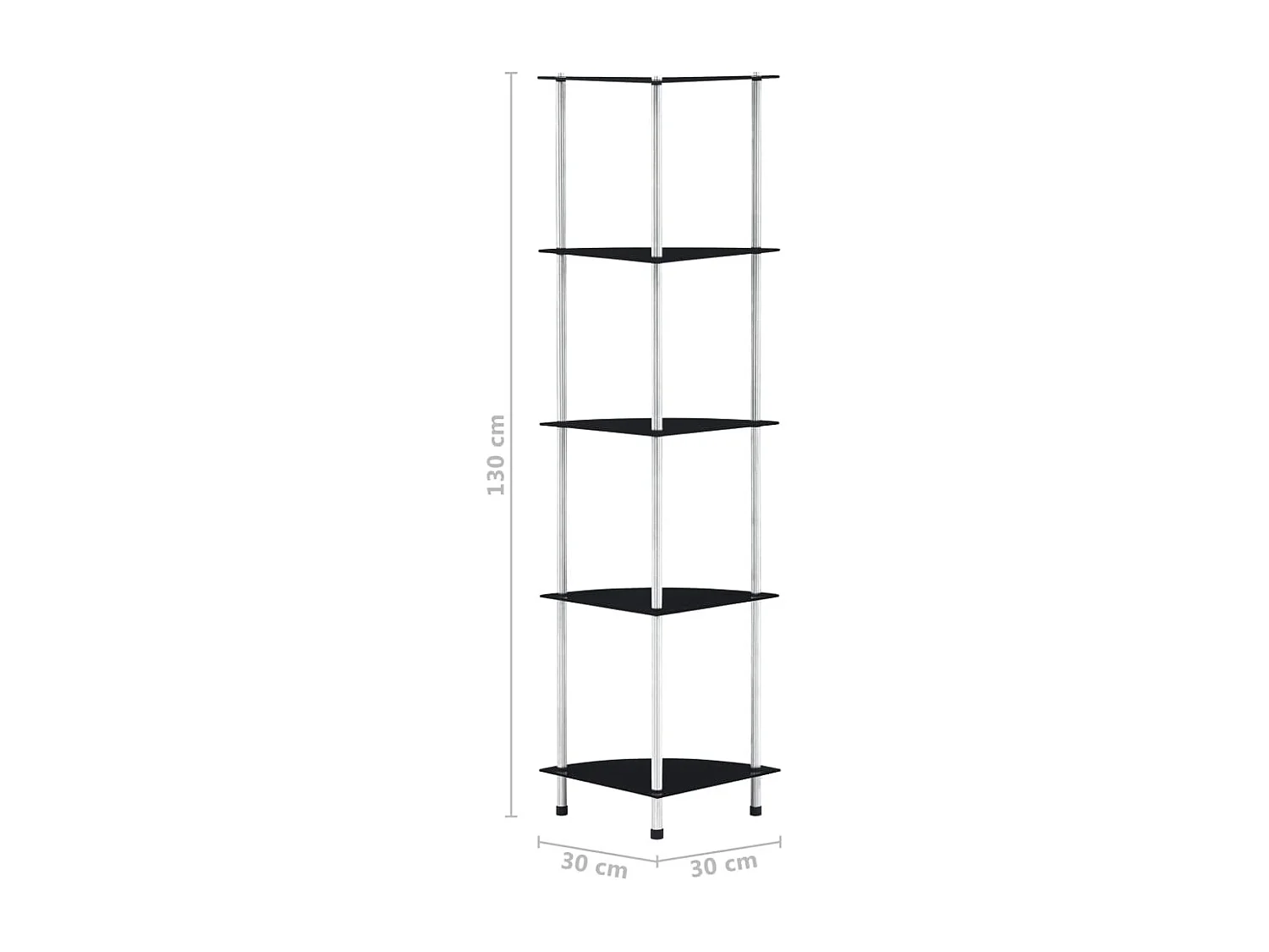 Kastje 5-laags 30x30x130 cm gehard glas zwart