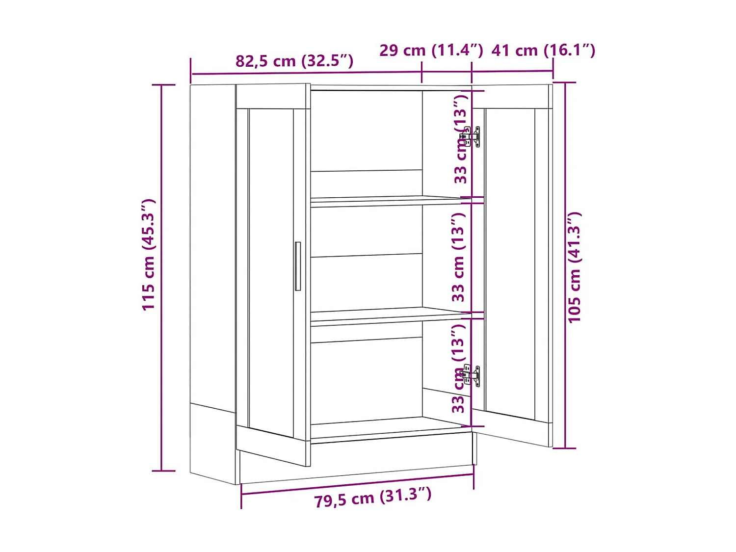 Vitrinenschrank Räuchereiche 82,5x30,5x115 cm Holzwerkstoff