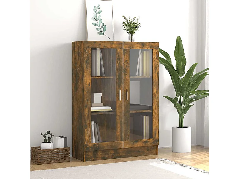 Armoire à vitrine Chêne fumé 82,5x30,5x115 cm Bois d'ingénierie
