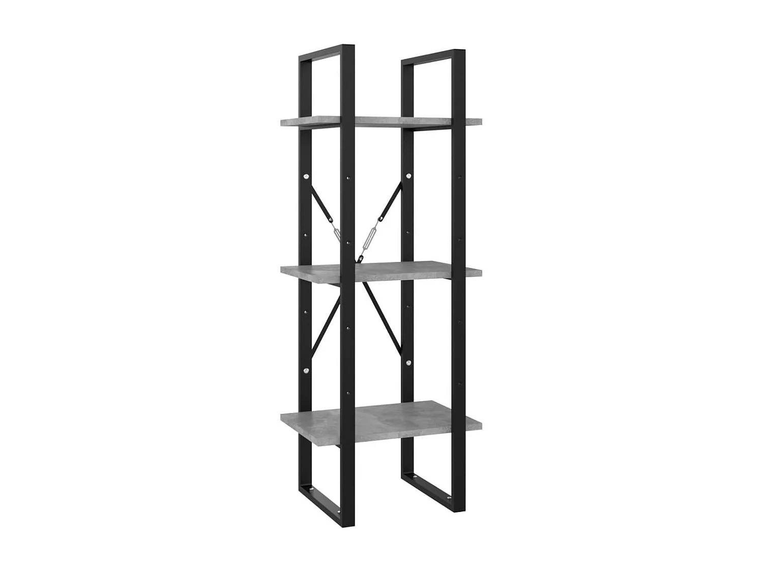 Bibliothèque à 3 niveaux gris béton 40x30x105cm bois ingénierie