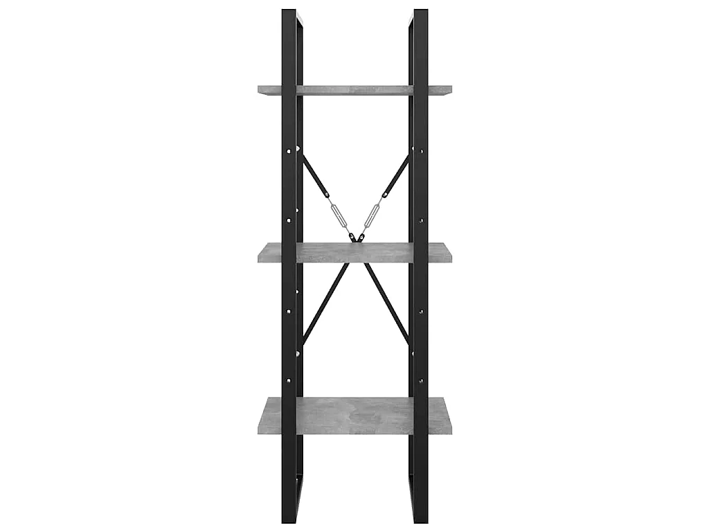 Bibliothèque à 3 niveaux gris béton 40x30x105cm bois ingénierie
