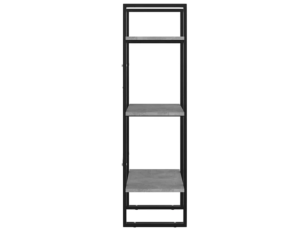 Bibliothèque à 3 niveaux gris béton 40x30x105cm bois ingénierie