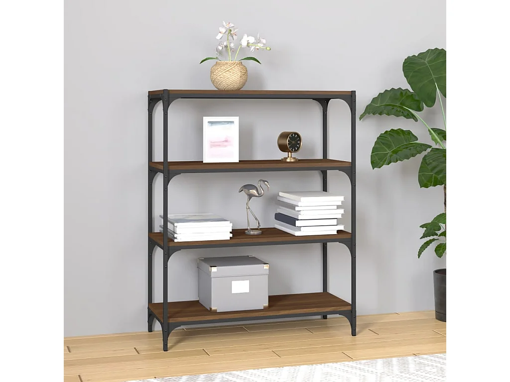 Bibliothèque Chêne brun 80x33x100 cm Bois d'ingénierie et acier