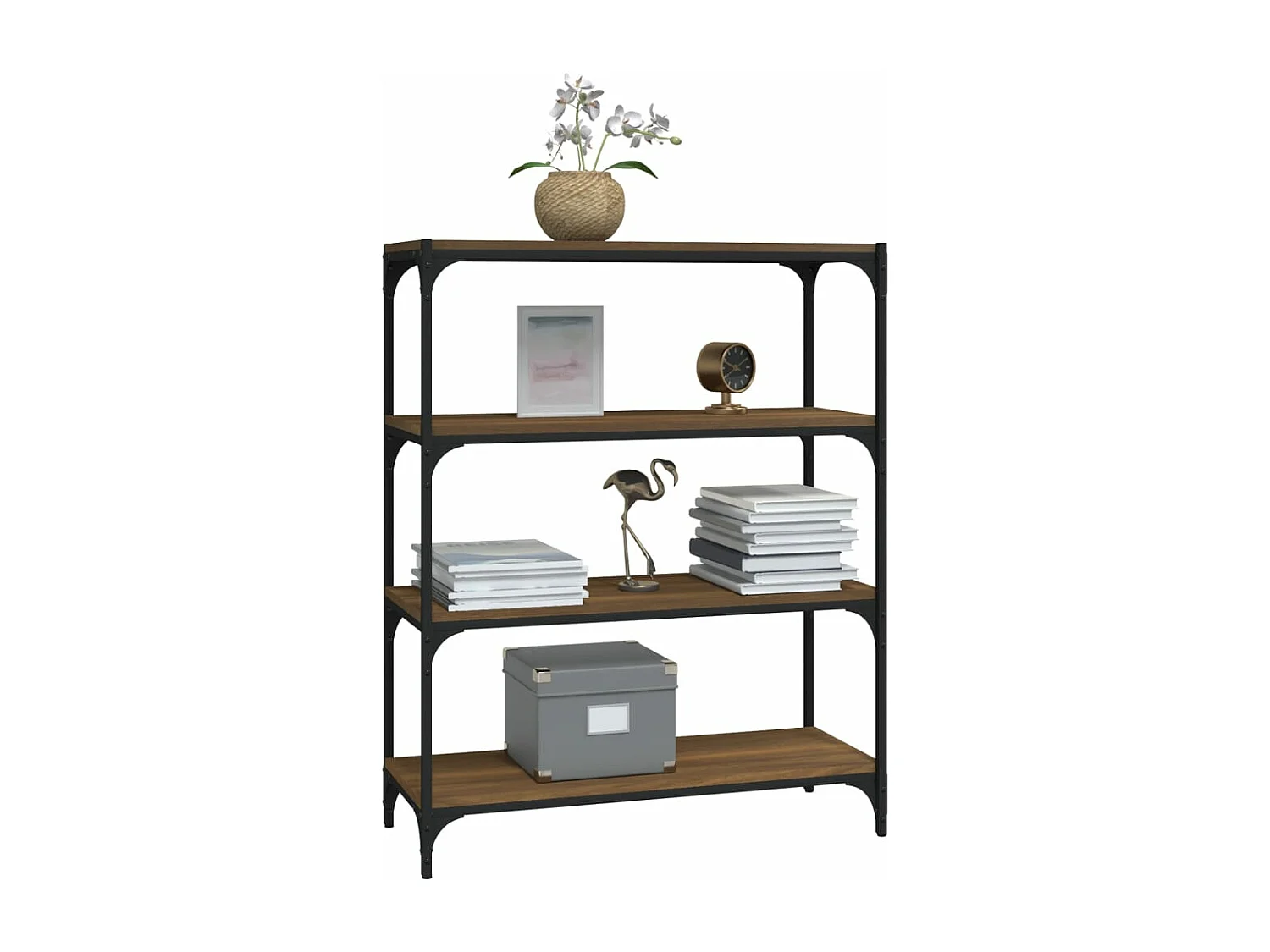 Bibliothèque Chêne brun 80x33x100 cm Bois d'ingénierie et acier