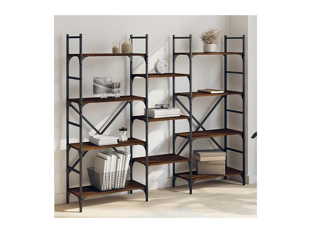 Bibliothèque chêne marron 160x28,5x136,5 cm bois d'ingénierie