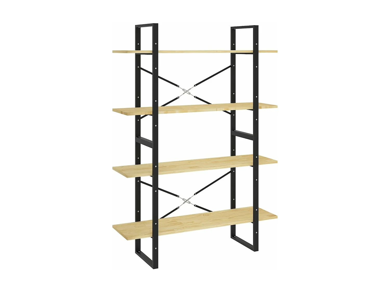 Libreria a 4 Ripiani 100x30x140 cm in Legno Massello di Pino