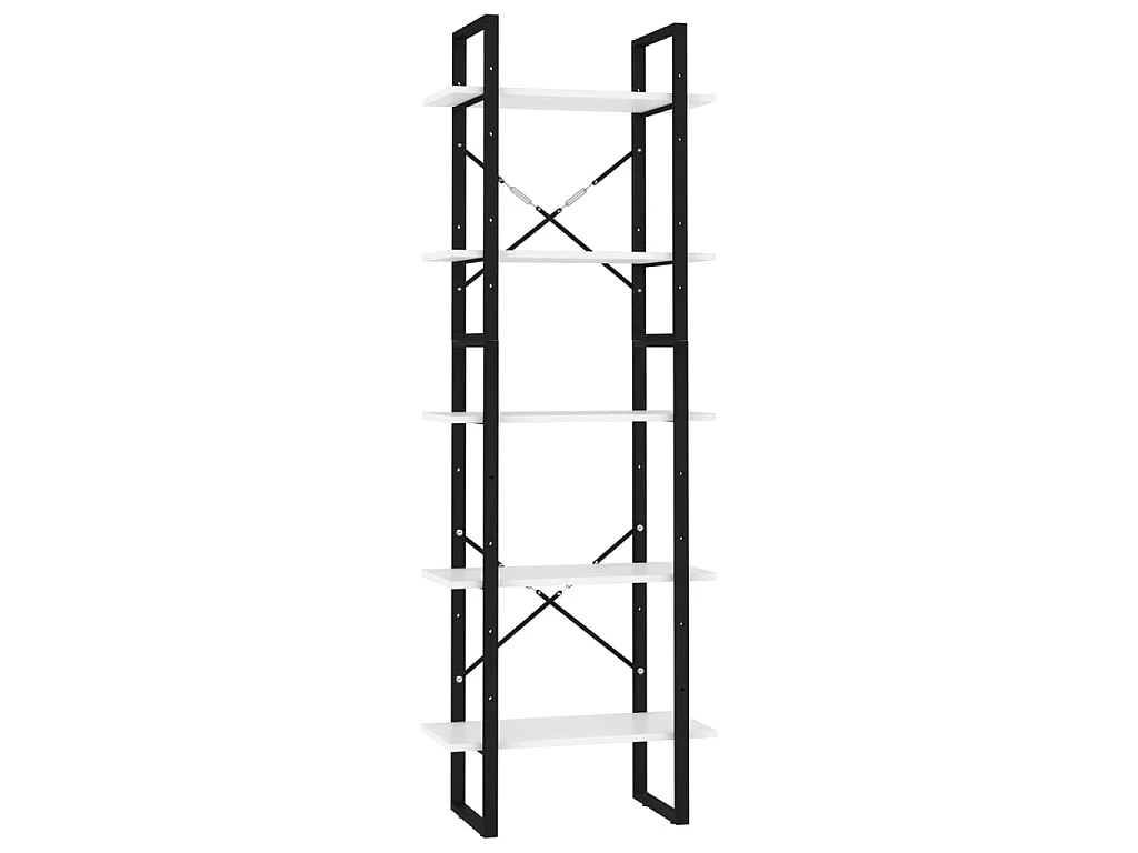 Boekenkast met 5 schappen 60x30x175 cm bewerkt hout wit
