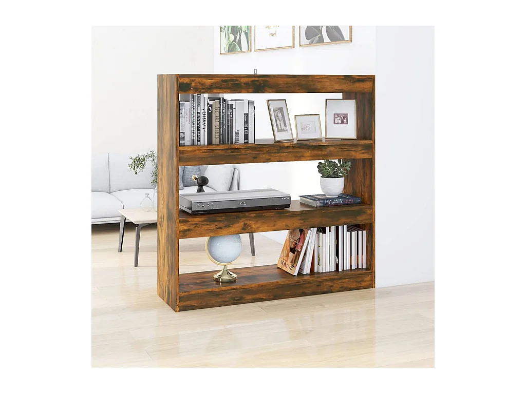 Bibliothèque/Séparateur de pièce chêne fumé 100x30x103 cm