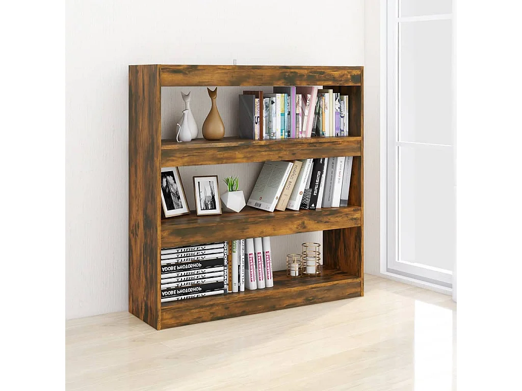 Boekenkast/kamerscherm 100x30x103 cm gerookt eikenkleur