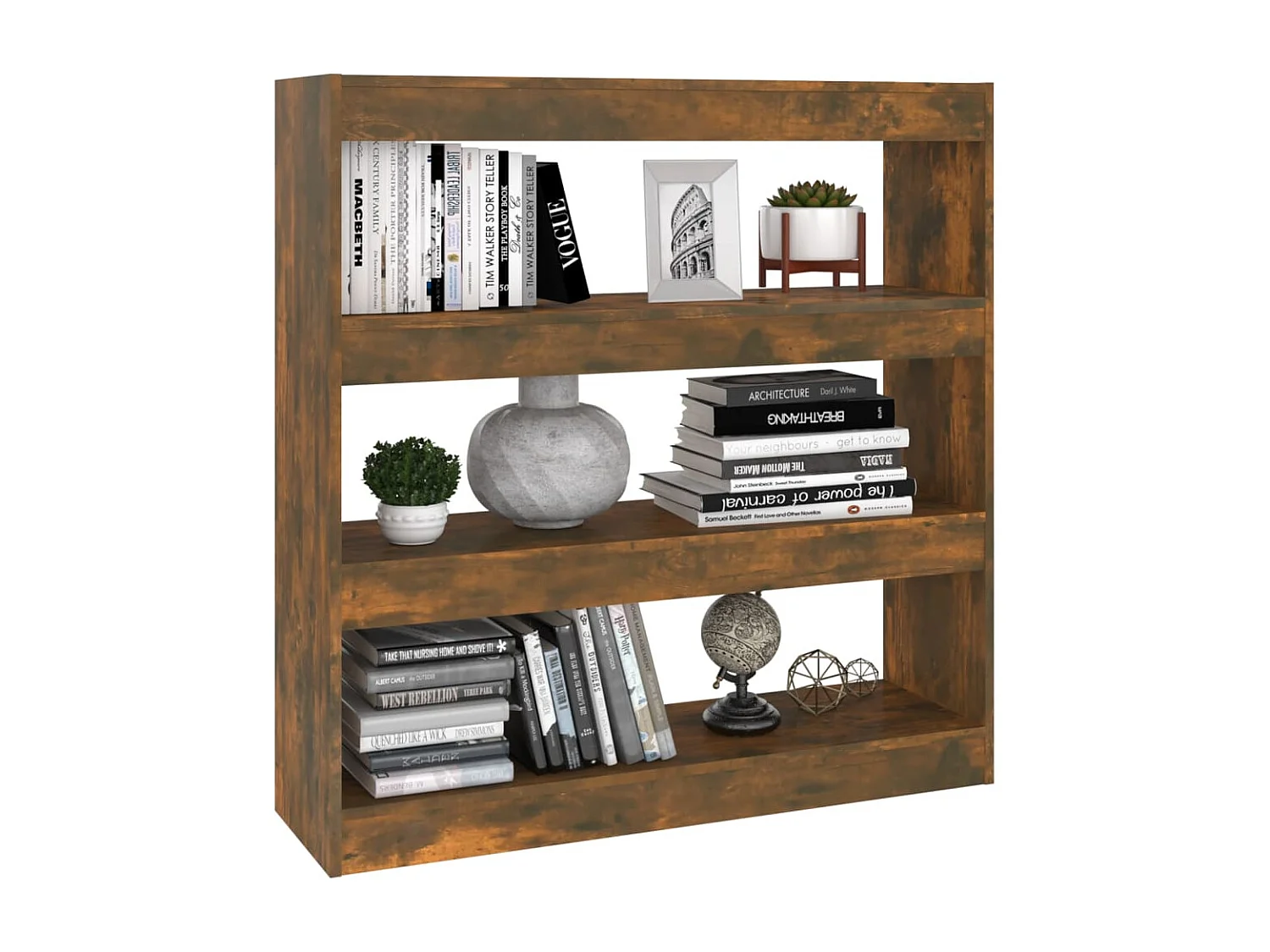 Boekenkast/kamerscherm 100x30x103 cm gerookt eikenkleur