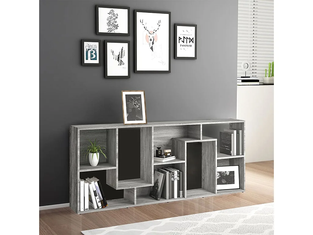 Boekenkast 67x24x161 cm bewerkt hout grijs sonoma eikenkleurig