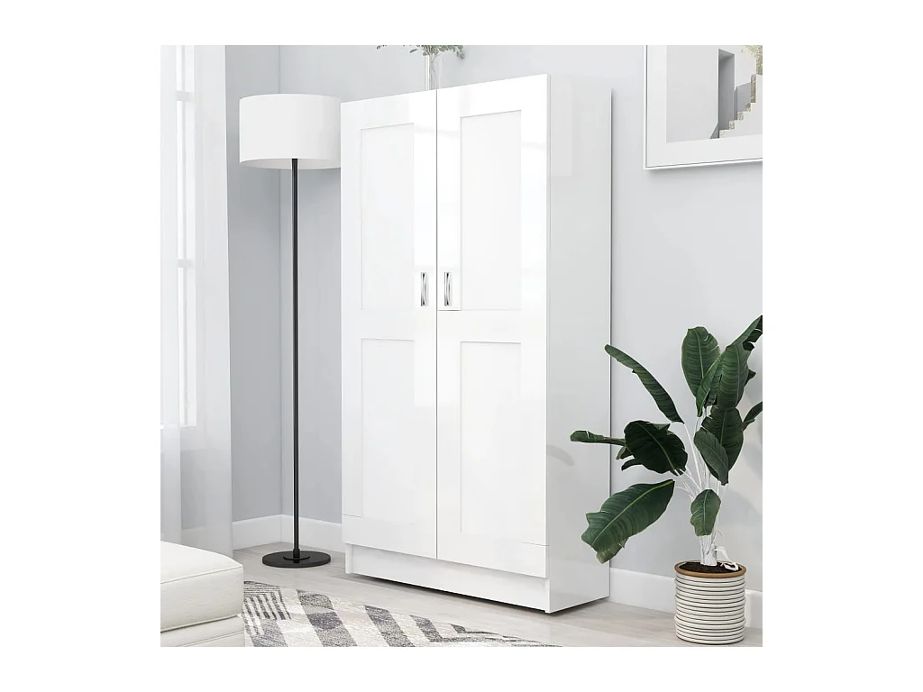 Libreria Bianco Lucido 82,5x30,5x150 cm in Legno Multistrato