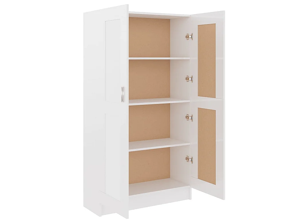 Libreria Bianco Lucido 82,5x30,5x150 cm in Legno Multistrato