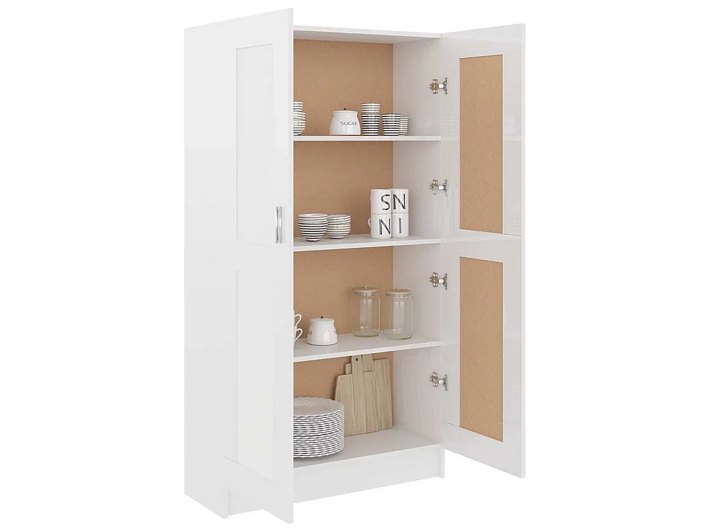 Libreria Bianco Lucido 82,5x30,5x150 cm in Legno Multistrato