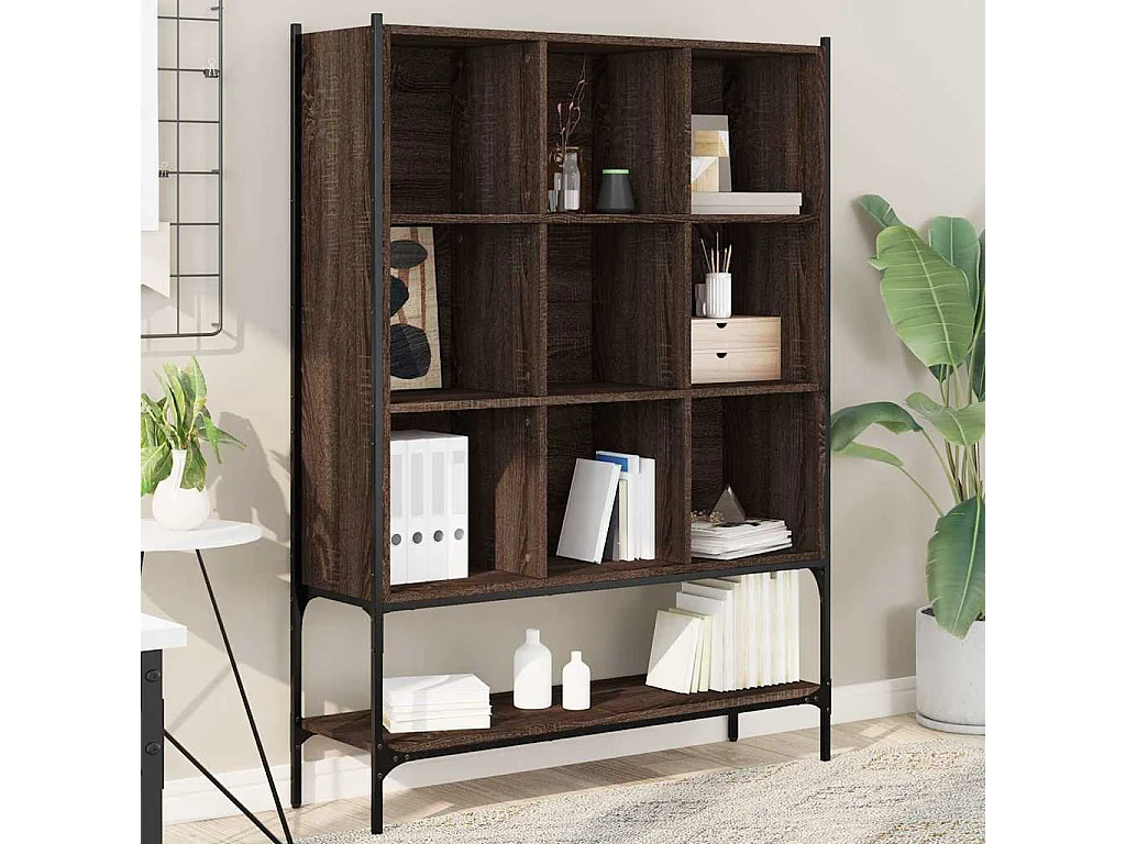 Boekenkast 102x30x141,5 cm bewerkt hout bruin eikenkleur