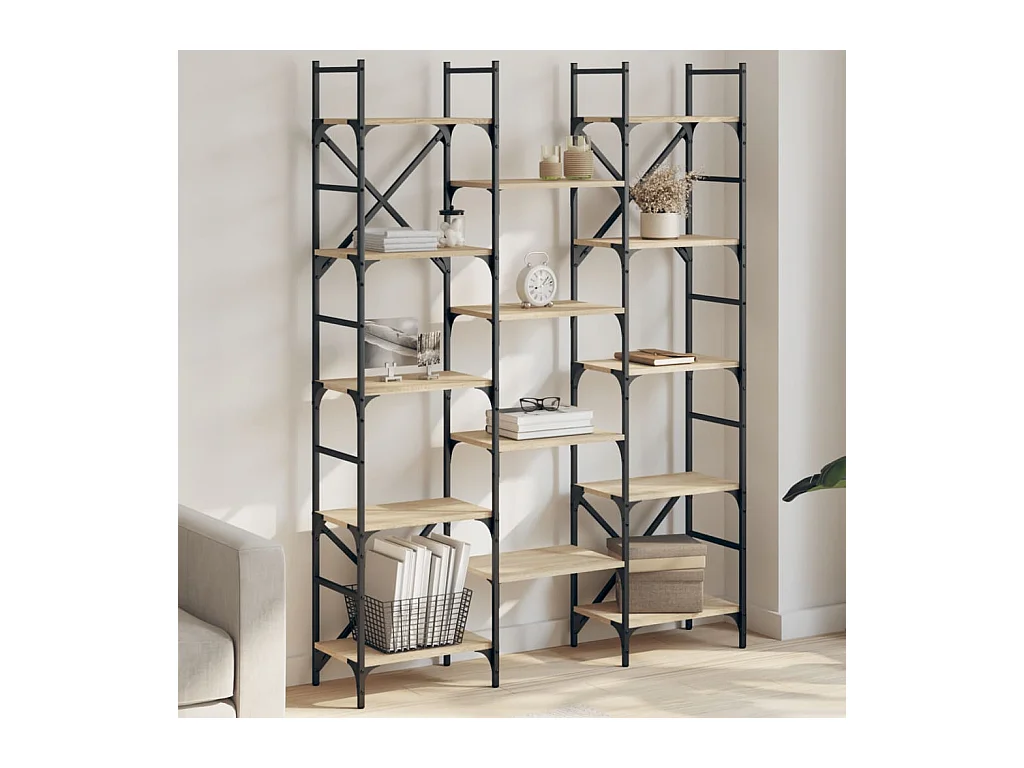 Bibliothèque chêne sonoma 127,5x28,5x172,5 cm bois d'ingénierie