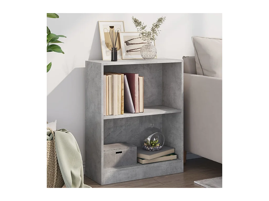 Libreria Grigio Cemento 60x24x76 cm in Legno Multistrato