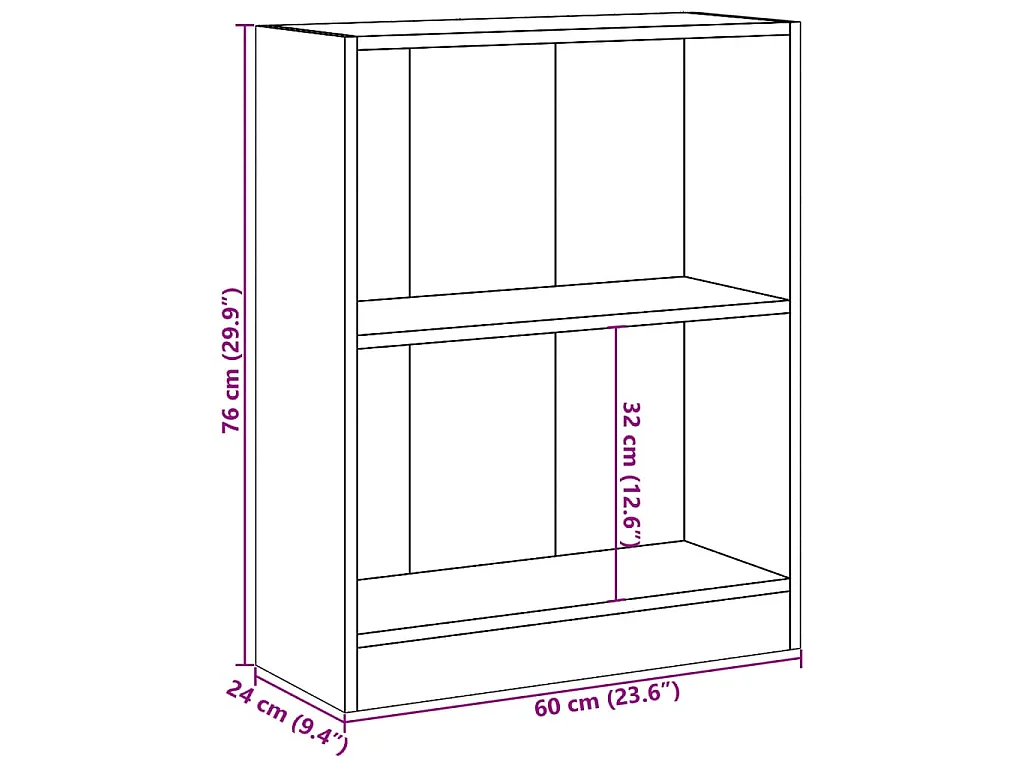Libreria Grigio Cemento 60x24x76 cm in Legno Multistrato