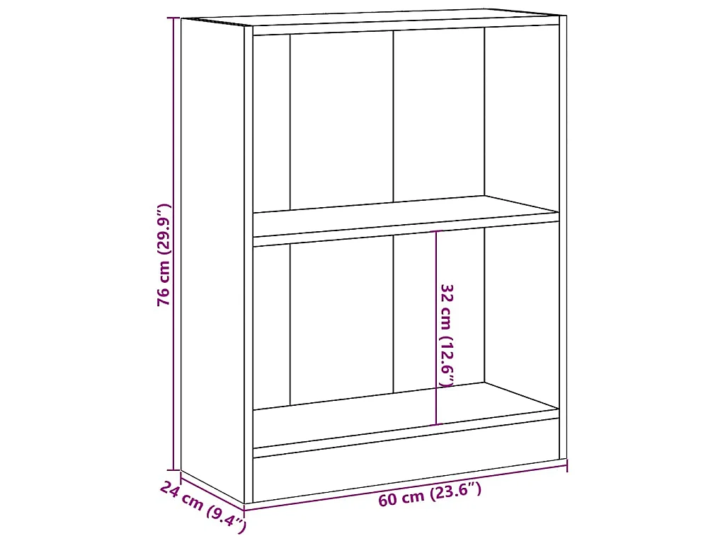 Libreria Grigio Cemento 60x24x76 cm in Legno Multistrato